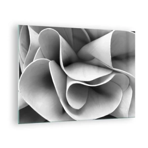 Impression sur verre - Image sur verre - Gros plan noir et blanc de formes spirales abstraites - 70x50cm - Il s'en passe dans l'espace - Décoration murale moderne pour le salon et la chambre ARTTOR