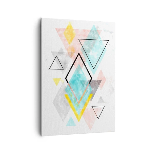 Impression sur toile - Image sur toile - Motifs géométriques colorés sur fond blanc - 50x70cm - Géométrie facile - Décoration murale moderne pour le salon et la chambre ARTTOR