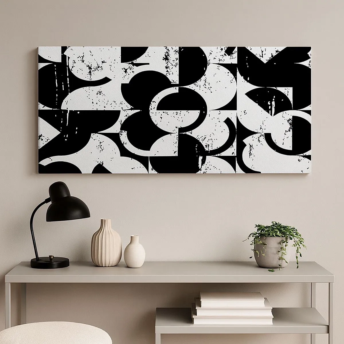Impression sur toile - Image sur toile - Le blanc est blanc et le noir est noir - 100x40 cm