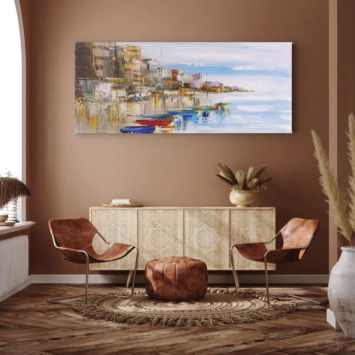 Impression sur toile - Image sur toile - Un havre urbain multicolore - 100x40 cm