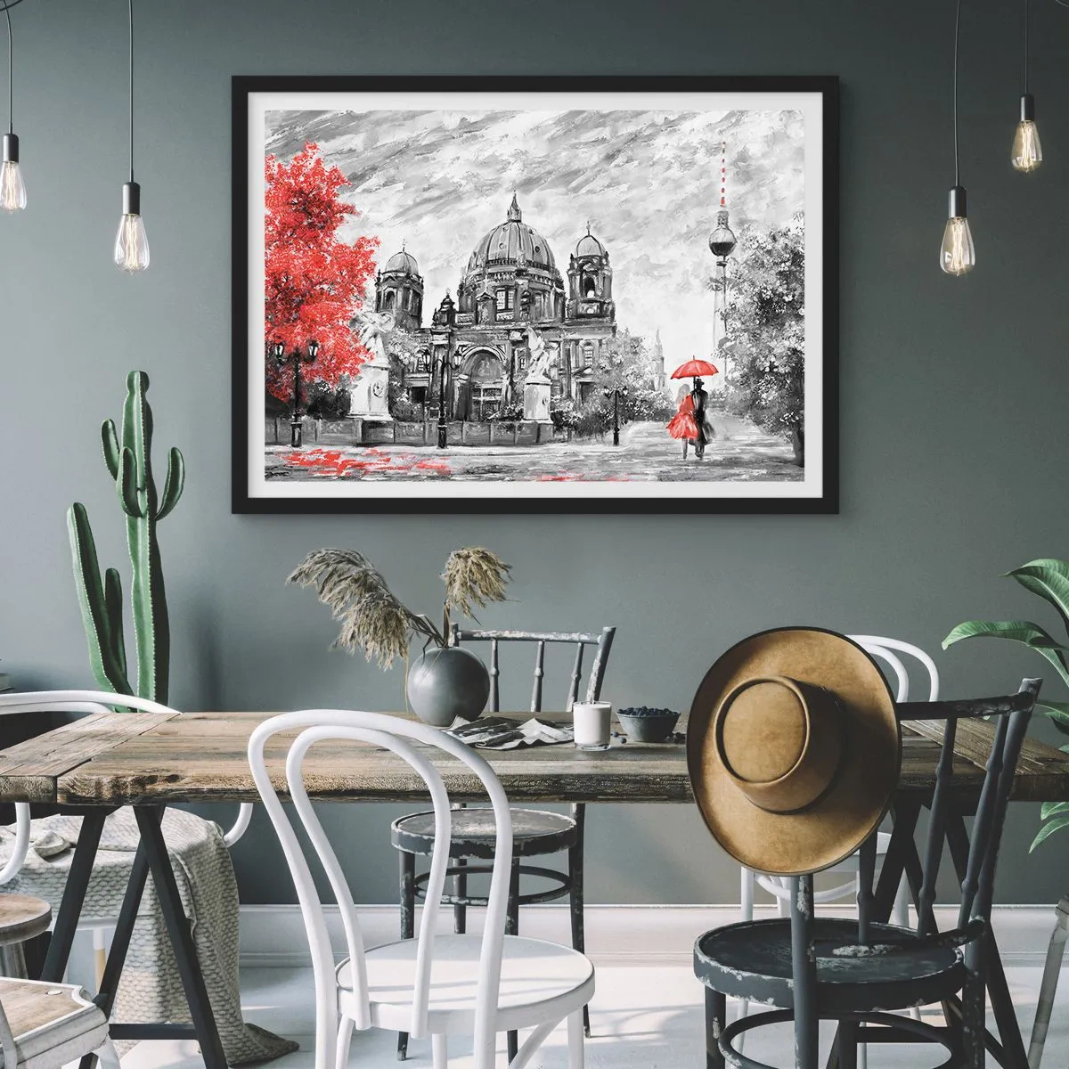 Affiche dans un cadre noir - Poster - Rencontre berlinoise - 40x30 cm