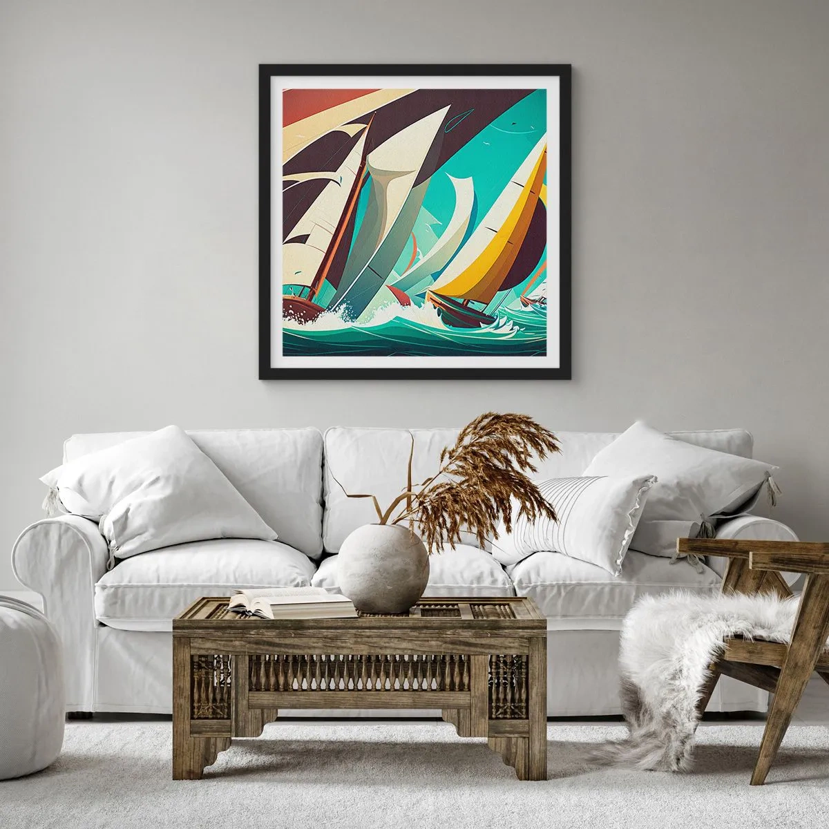 Affiche dans un cadre noir - Poster - Bonne chance avec les éléments - 40x40 cm