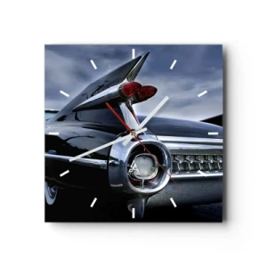 Horloge murale - Pendule murale - Une voiture rétro classique avec du chrome brillant et des ailerons - 30x30cm - C'est exactement pourquoi c'est beau ! - Décoration murale moderne pour le salon et la chambre ARTTOR