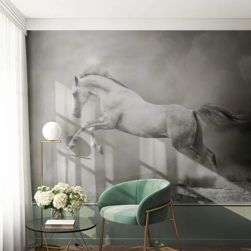 Papier Peint Photo Premium Sand - Entre le réveil et le sommeil - Animaux, Cheval, Nature - 200x140 cm