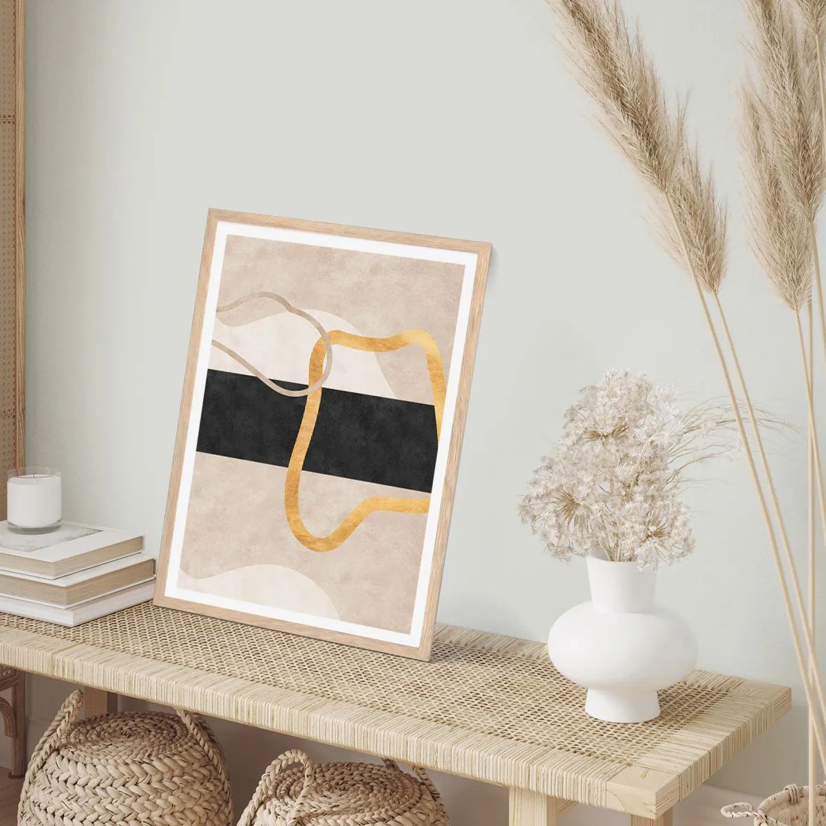 Affiche dans un chêne clair - Poster - Formes emmellées - 40x50 cm