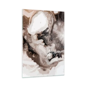 Impression sur verre - Image sur verre - Motif abstrait dans les tons de marron et de blanc - 80x120cm - La naissance d'une galaxie - Décoration murale moderne pour le salon et la chambre ARTTOR