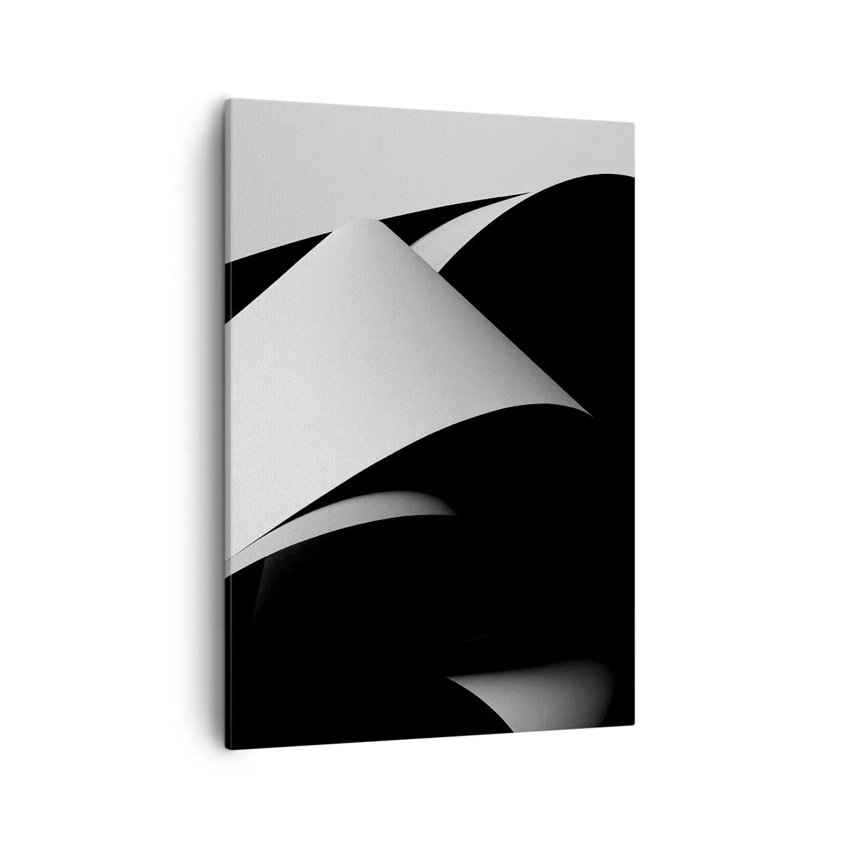 Impression sur toile - Image sur toile - Formes abstraites en noir et blanc avec des contrastes saisissants - 50x70cm - Plans de lumière venus des profondeurs de l'ombre - Décoration murale moderne pour le salon et la chambre ARTTOR