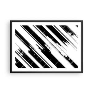 Affiche dans un cadre noir - Poster - Lignes noires et blanches et motifs géométriques dans un style moderne - 70x50cm - Une composition intense et dynamique - Décoration murale moderne pour le salon et la chambre ARTTOR