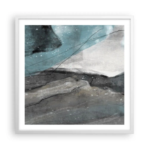 Affiche dans un cadre blanc - Poster - Résumé : roches et glace - 60x60 cm
