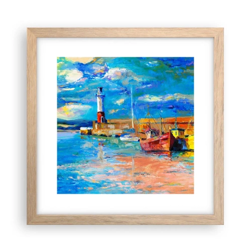 Affiche dans un chêne clair - Poster - Un après-midi dans la baie arc-en-ciel - 30x30 cm