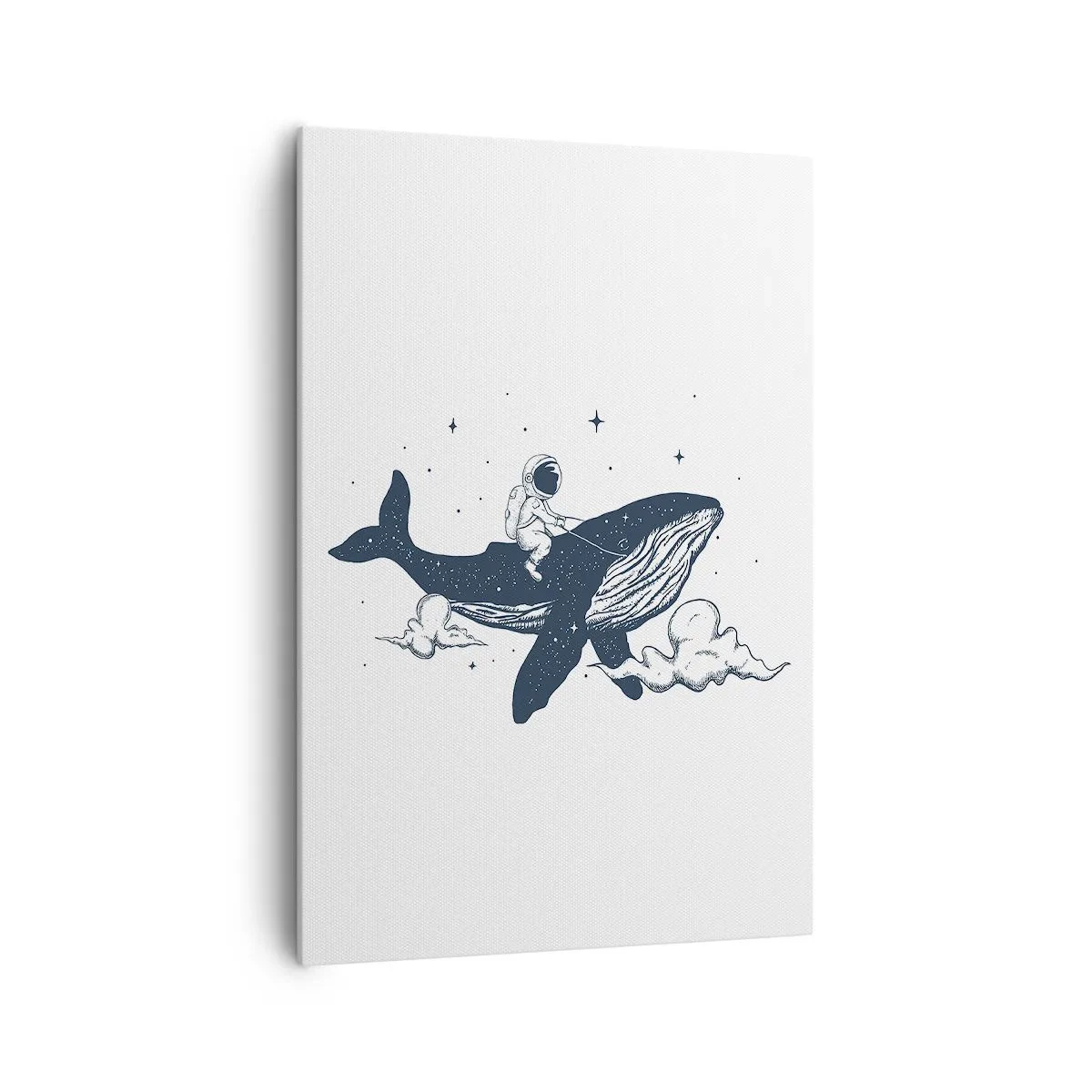 Impression sur toile - Image sur toile - Astronaute sur une baleine flottant dans l'espace - 70x100cm - Aventure spatiale - Décoration murale moderne pour le salon et la chambre ARTTOR