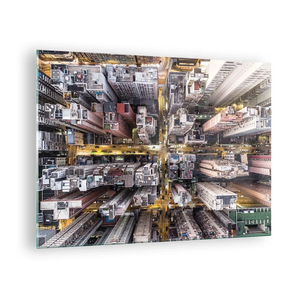 Impression sur verre - Image sur verre - Une vue plongeante sur la métropole - 70x50cm - Salutations de Hong-Kong - Décoration murale moderne pour le salon et la chambre ARTTOR