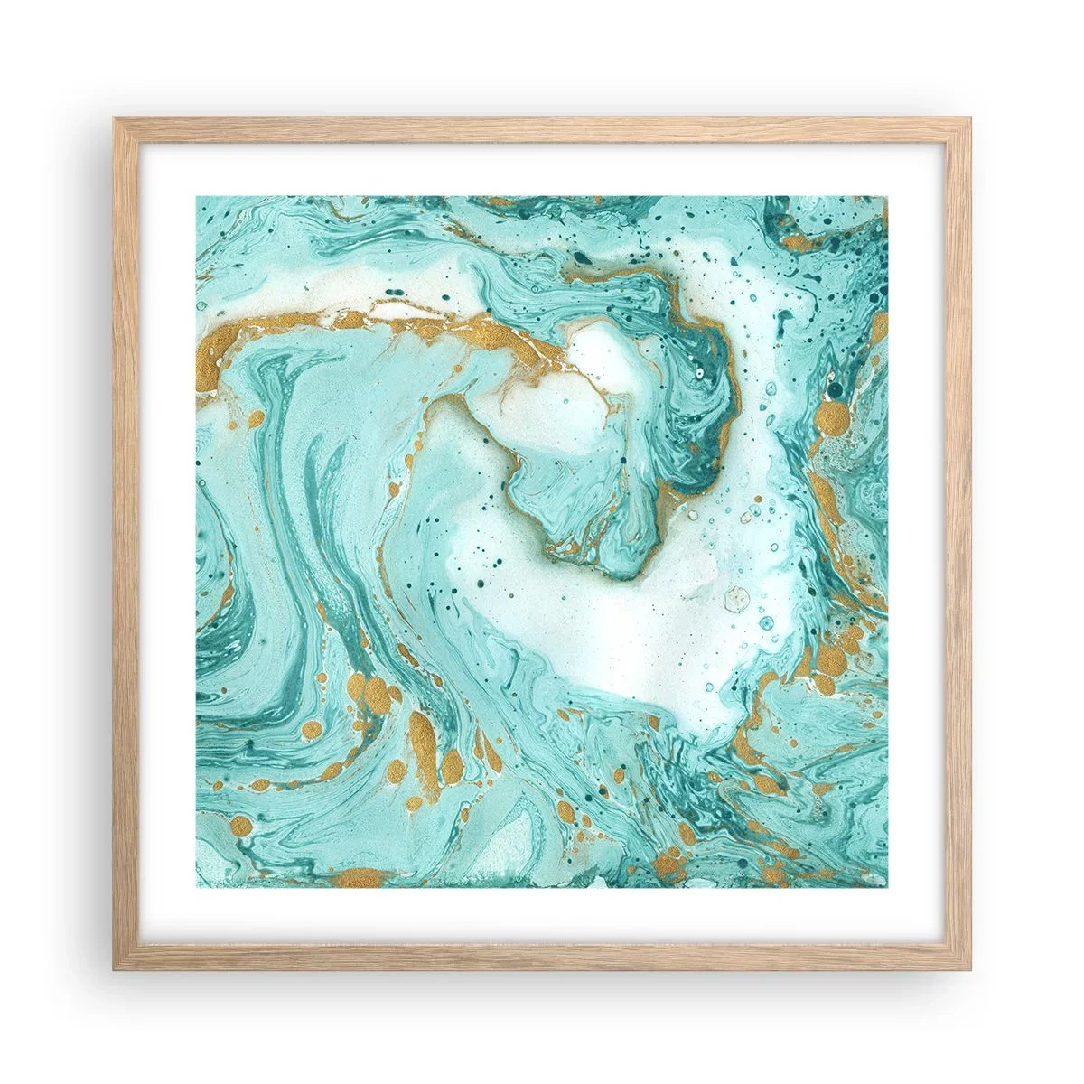 Affiche dans un chêne clair - Poster - Sous la grande vague de l'ère Edo - 50x50 cm