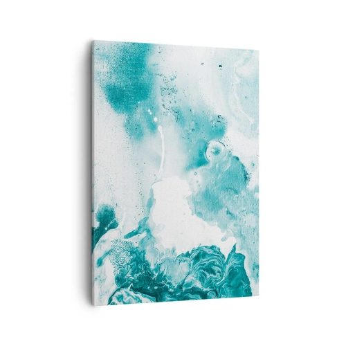 Impression sur toile - Image sur toile - Abstraction dans des tons de bleu avec de délicats accents de blanc - 50x70cm - Marécage bleu - Décoration murale moderne pour le salon et la chambre ARTTOR