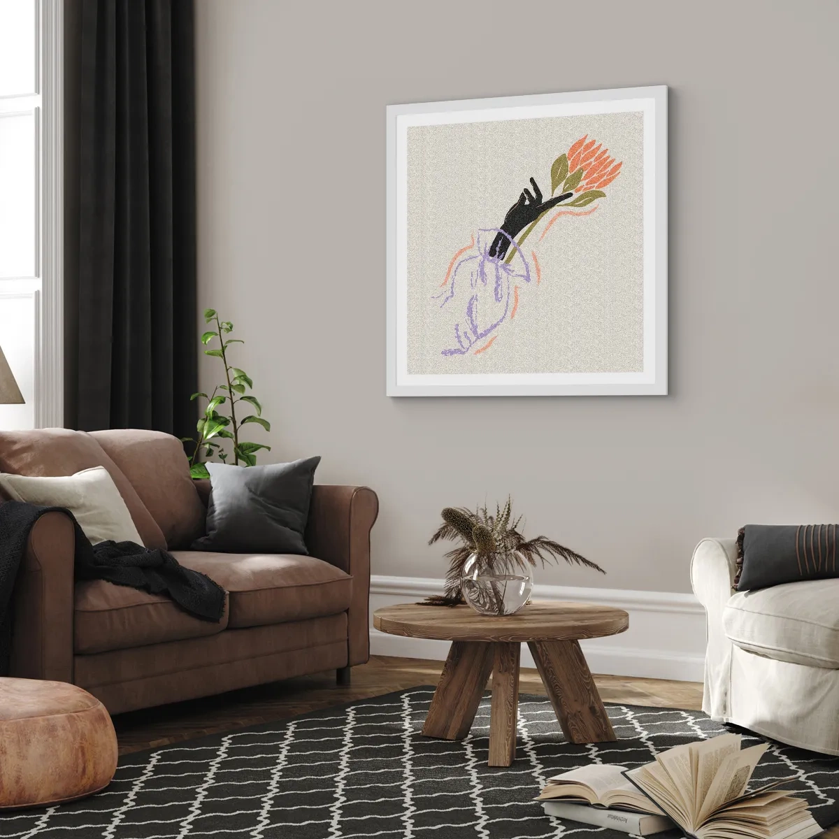 Affiche dans un cadre blanc - Poster - Touche fraternelle - 30x30 cm