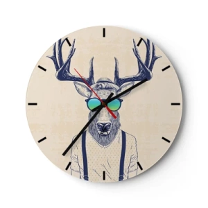 Horloge murale - Pendule murale - Cerf portant des lunettes de soleil style hipster - 30x30cm - A qui vous attendiez-vous ? - Décoration murale moderne pour le salon, la cuisine et la chambre ARTTOR