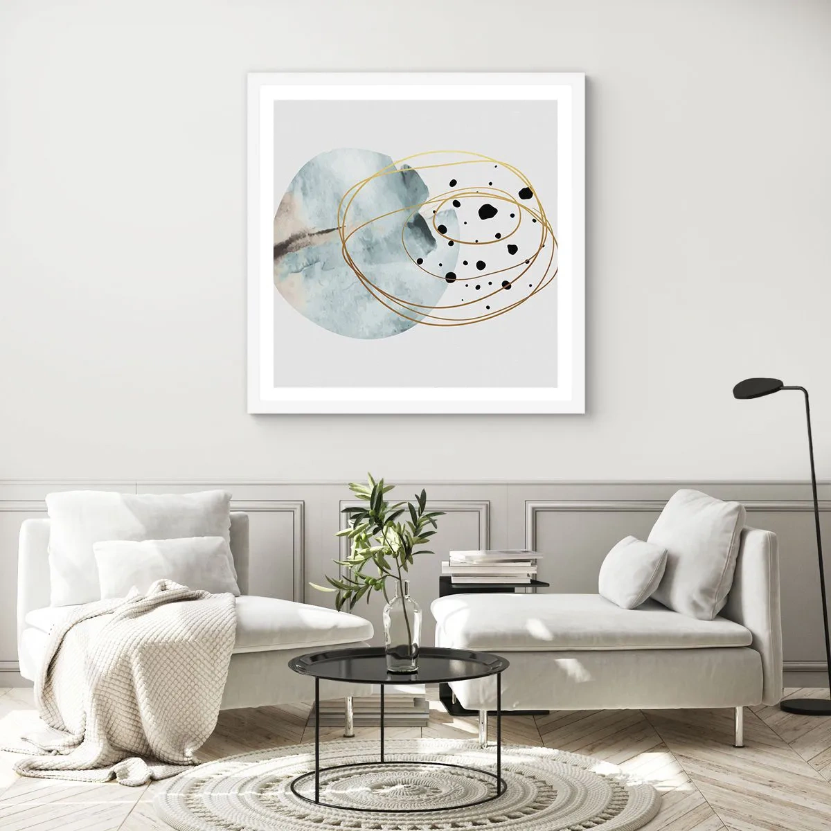 Affiche dans un cadre blanc - Poster - Emmêlement de l'espace - 60x60 cm