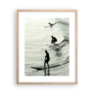 Affiche dans un chêne clair - Poster - A la rencontre de la vague - 40x50 cm