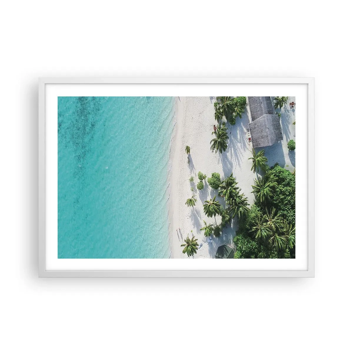 Affiche dans un cadre blanc - Poster - Vacances au paradis - 70x50 cm