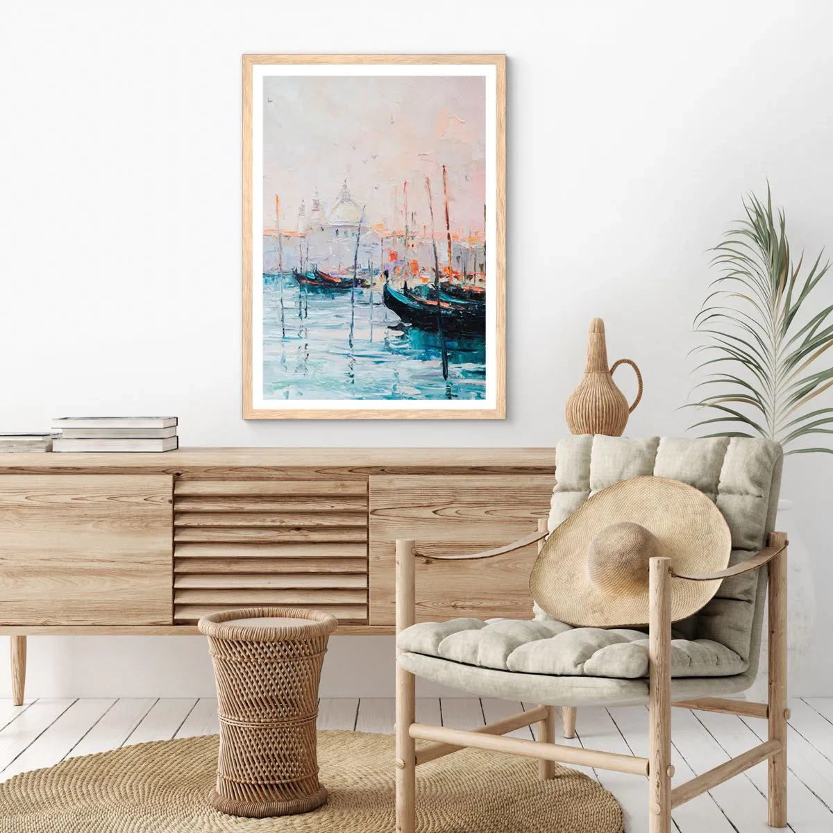 Affiche dans un chêne clair - Poster - Derrière l'eau, derrière le brouillard - 30x40 cm