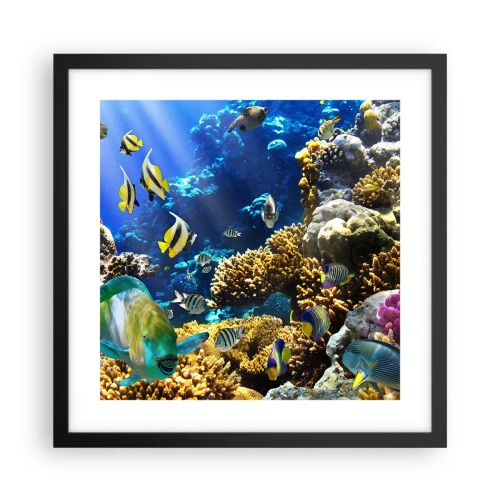 Affiche dans un cadre noir - Poster - Beaucoup de circulation sur la route des vacances - 40x40 cm