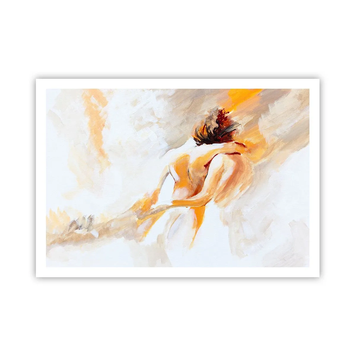 Affiche - Poster - Scène abstraite d'une étreinte romantique - 100x70cm - Proximité dans le ciel - Décoration murale moderne pour le salon et la chambre ARTTOR