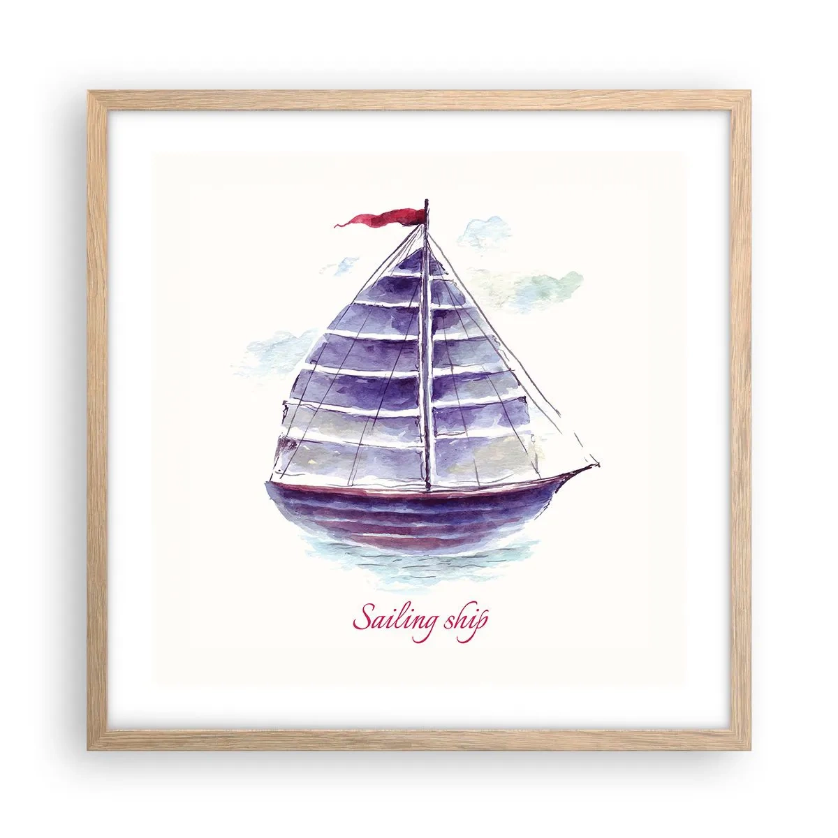 Affiche dans un chêne clair - Poster - Plein de voiles et d’eau calme - 50x50 cm