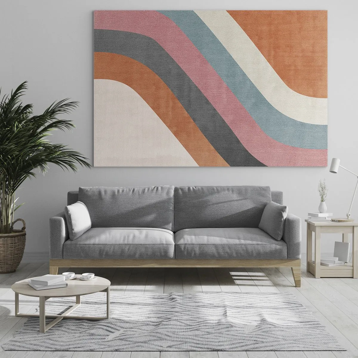 Impression sur verre - Image sur verre - Rayures diagonales colorées sur fond clair - 120x80cm - Composition diagonale – mouvement - Décoration murale moderne pour le salon et la chambre ARTTOR