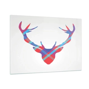 Impression sur verre - Image sur verre - Image géométrique d'un cerf aux couleurs pastel - 100x70cm - Cerf écossais - Décoration murale moderne pour le salon et la chambre ARTTOR