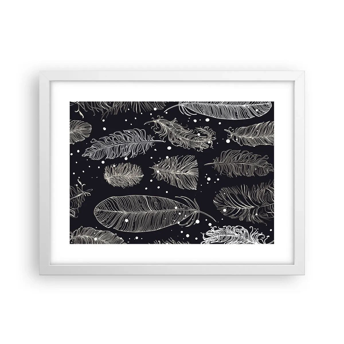 Affiche dans un cadre blanc - Poster - Toile de plumes - 40x30 cm