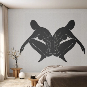 Papier Peint Photo Standard Eco - Silhouettes noires créant un reflet symétrique - 100x70cm - Une âme commune - Décoration murale moderne pour le salon et la chambre ARTTOR