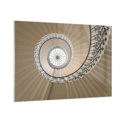 Impression sur verre - Image sur verre - Vue d'un escalier en colimaçon ressemblant à un coquillage - 100x70cm - À l'intérieur de la coquille - Décoration murale moderne pour le salon et la chambre ARTTOR