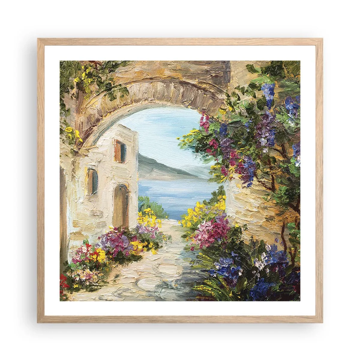 Affiche dans un chêne clair - Poster - Le charme d'une province côtière - 60x60 cm