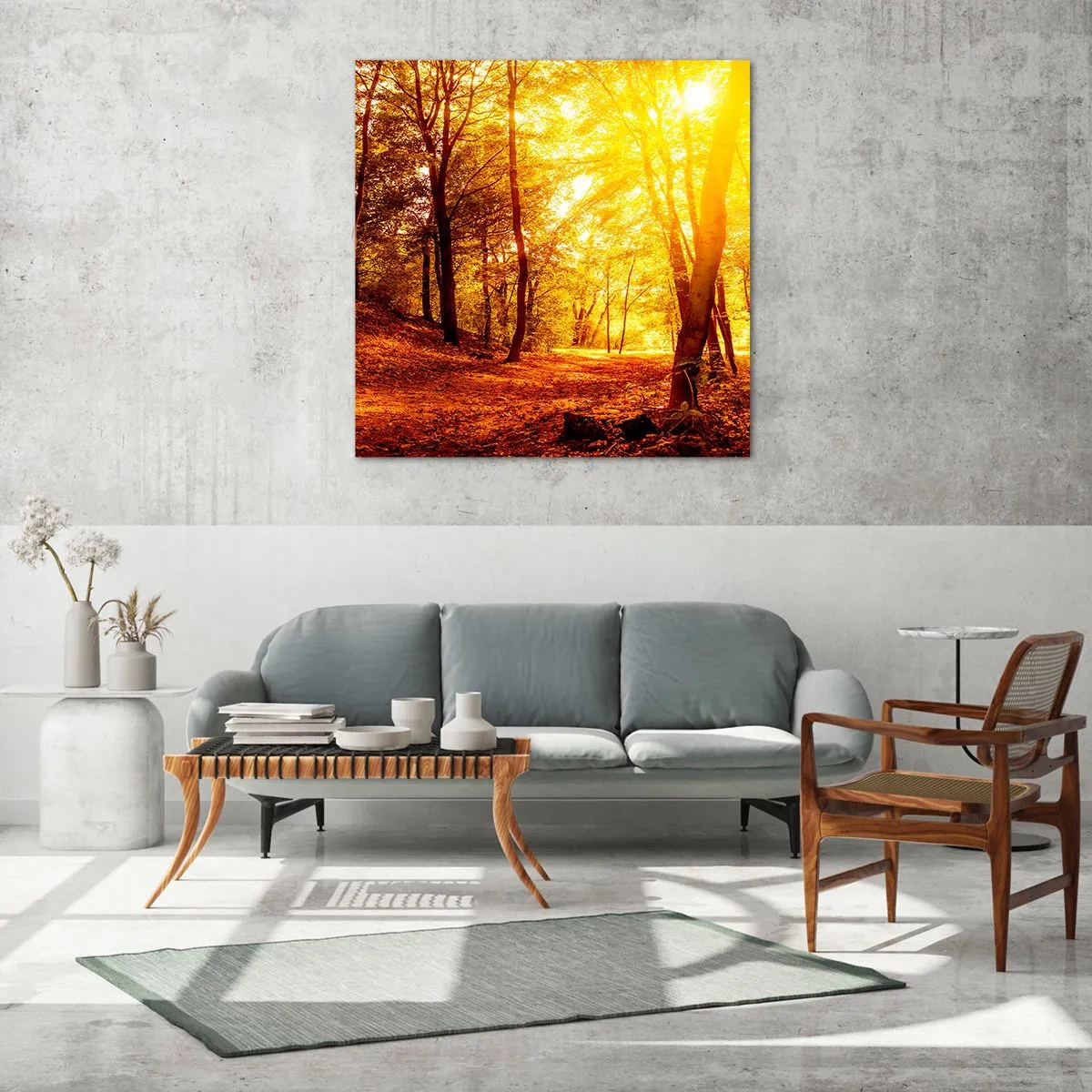 Impression sur verre - Image sur verre - Vers la clairière dorée - 60x60 cm