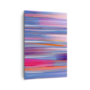 Impression sur toile - Image sur toile - Lignes verticales abstraites dans des tons de bleu et de rose - 70x100cm - Ascension - Décoration murale moderne pour le salon et la chambre ARTTOR
