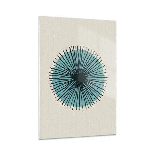 Impression sur verre - Image sur verre - Motif géométrique dans les tons turquoise et noir - 50x70cm - Rayonnant dans l'azur - Décoration murale moderne pour le salon et la chambre ARTTOR