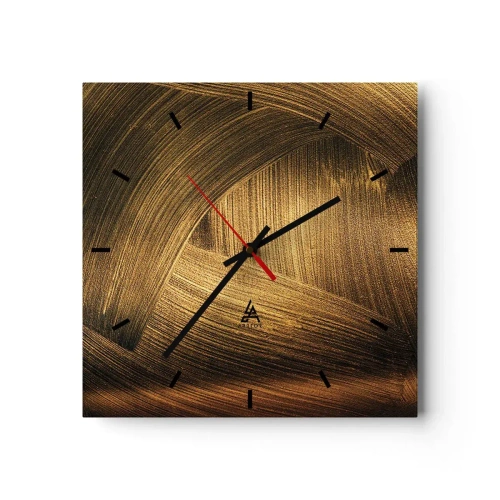 Horloge murale - Pendule murale - Coups de pinceau abstraits dorés - 30x30cm - Dans un labyrinthe en or - Décoration murale moderne pour le salon et la chambre ARTTOR