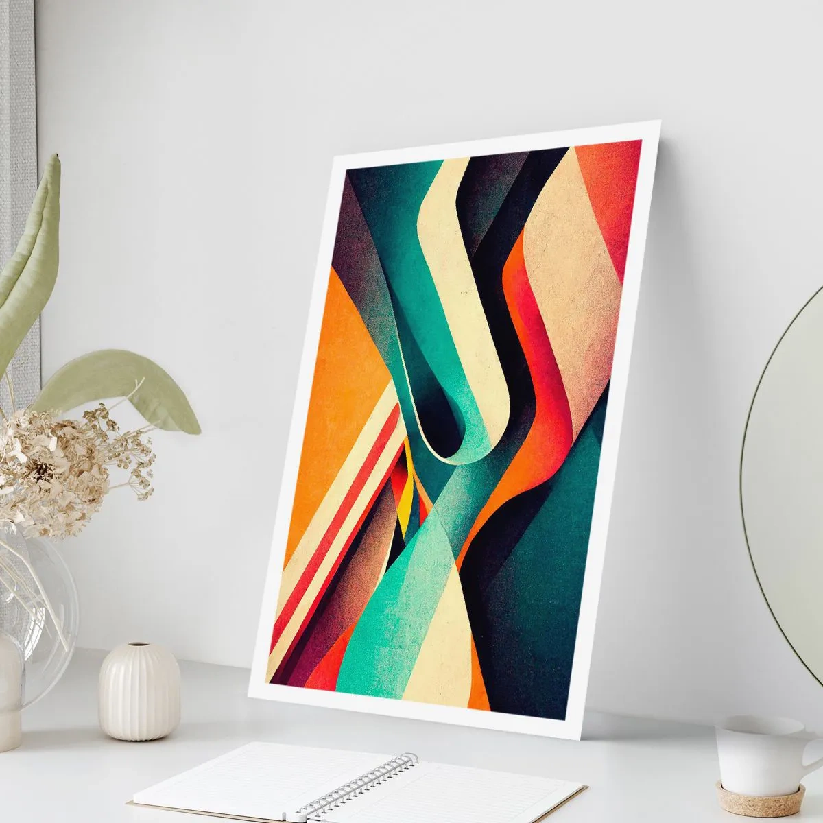 Affiche - Poster - Vagues abstraites aux couleurs rétro vibrantes - 50x70cm - Composition intense - Décoration murale moderne pour le salon et la chambre ARTTOR