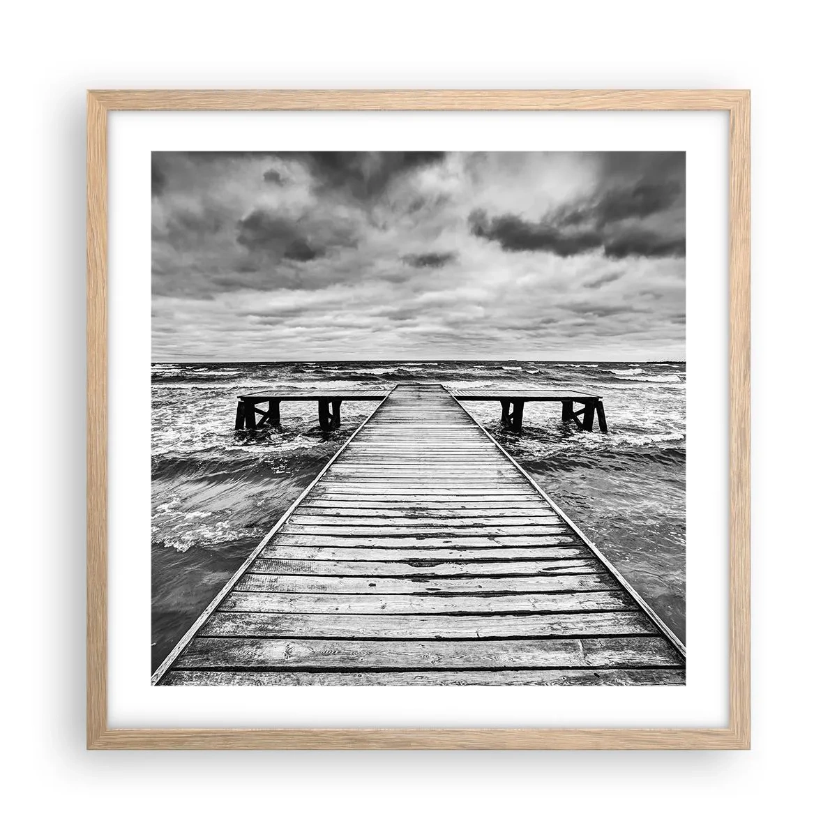 Affiche dans un chêne clair - Poster - J'attends que le vent, ça le chassera... - 50x50 cm