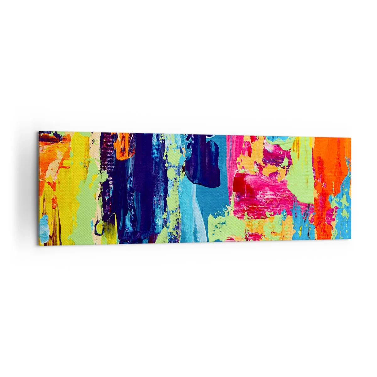 Impression sur toile - Image sur toile - Composition abstraite de couleurs sous une forme dynamique - 160x50cm - La vie est belle! - Décoration murale moderne pour le salon et la chambre ARTTOR