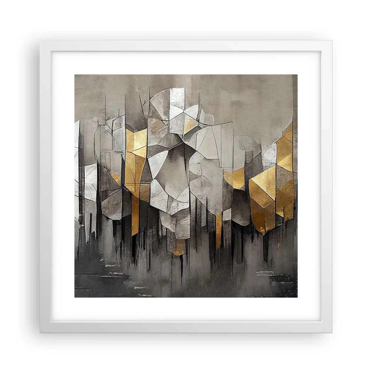 Affiche dans un cadre blanc - Poster - Composition de glace et de lumière - 40x40 cm