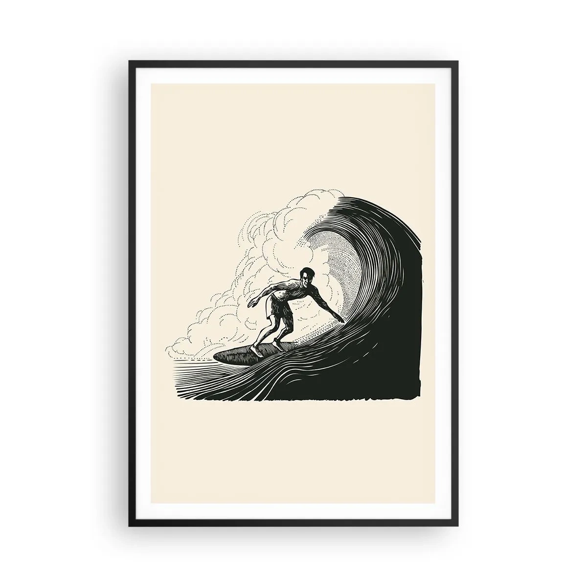 Affiche dans un cadre noir - Poster - Le roi de la vague - 70x100 cm