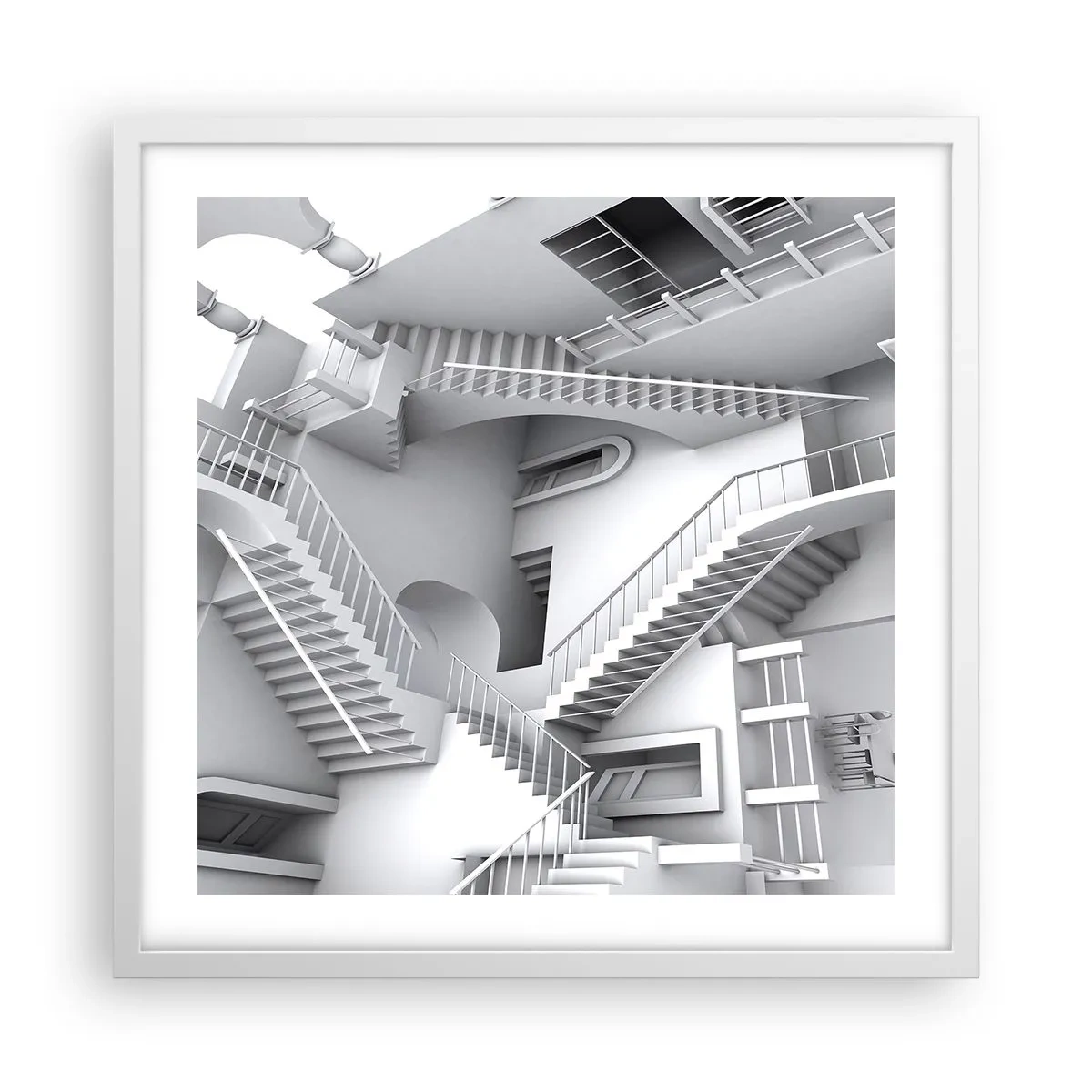 Affiche dans un cadre blanc - Poster - Paradoxes spatiaux - 50x50 cm