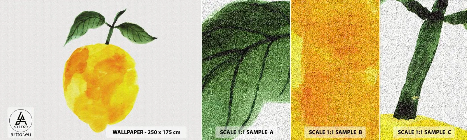 Échantillon de Papier Peint Autocollant Deluxe Sticker - Comment reconnaitre le goût du soleil - Citron, Cuisine, Fruit - 100x30 cm