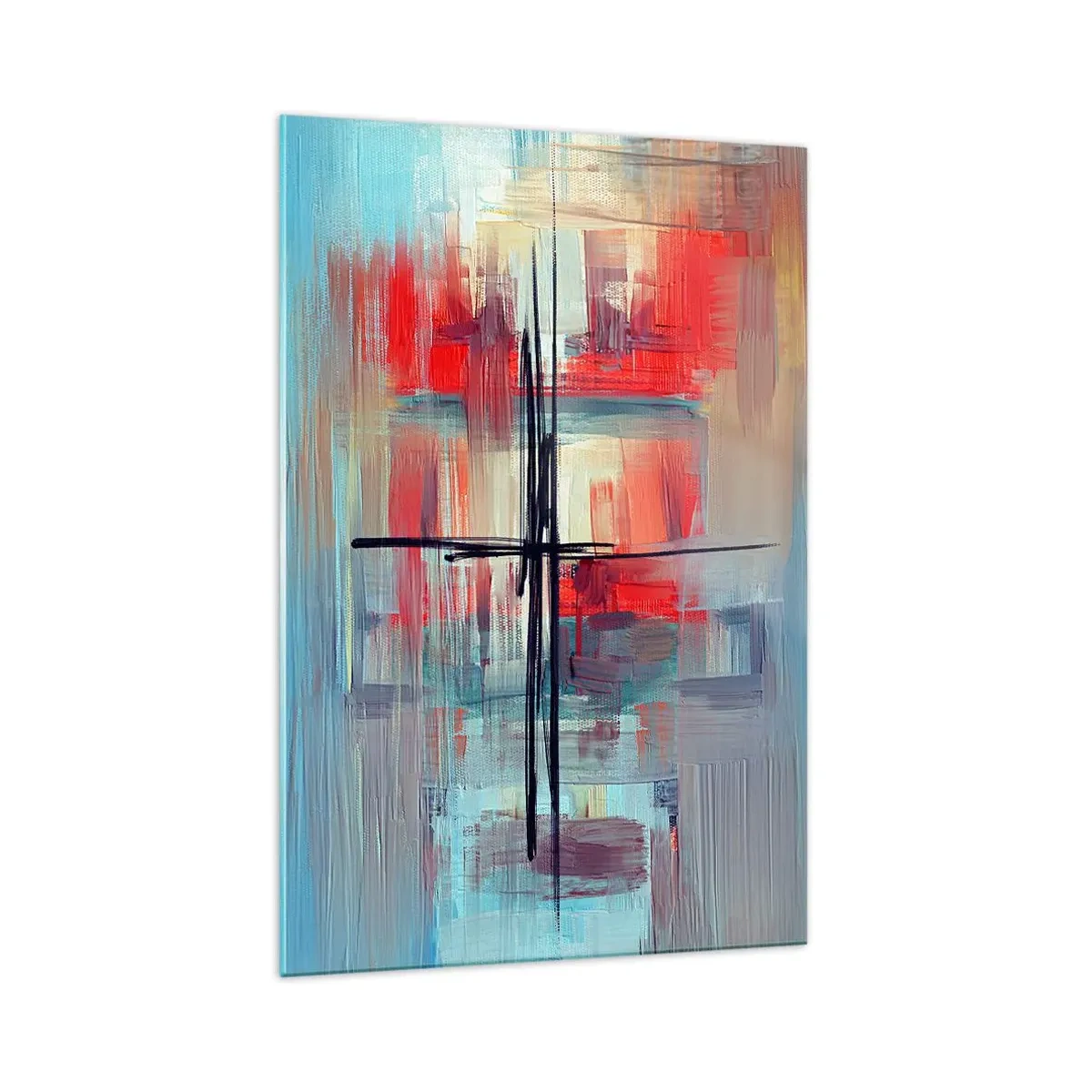 Impression sur verre - Image sur verre - Une composition abstraite aux couleurs intenses, aux lignes et aux formes géométriques. - 70x100cm - Un paysage dans une dimension inconnue - Décoration murale moderne pour le salon et la chambre ARTTOR