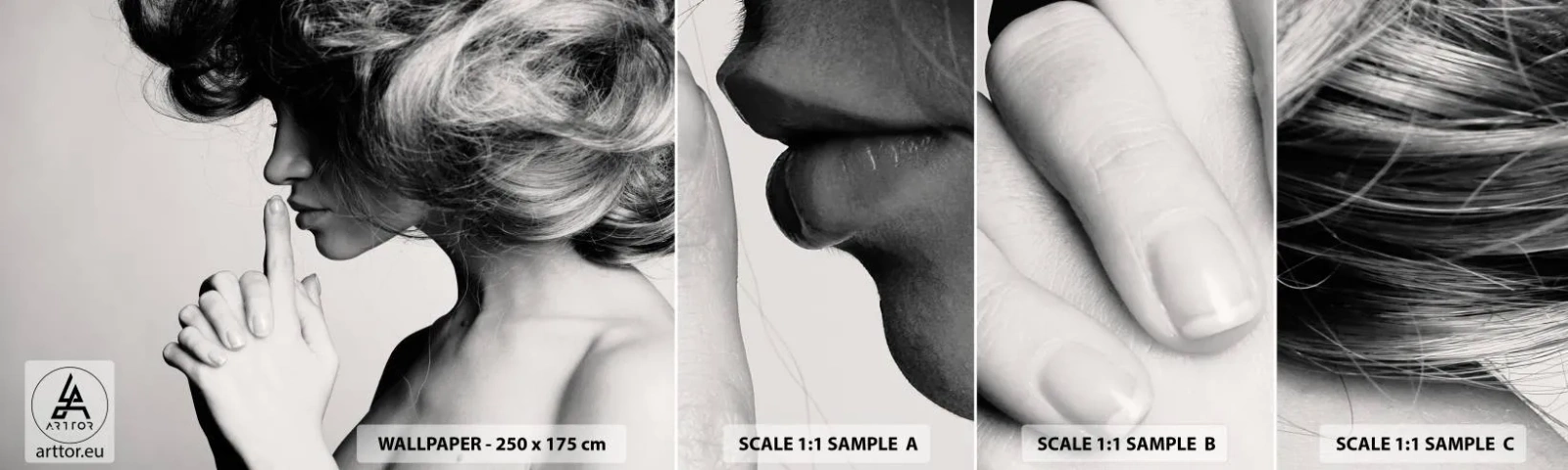 Échantillon De Papier Peint Standard Eco - A l'écoute d'elle-même - Femme, Modèle, Visage de femme - 100x30 cm