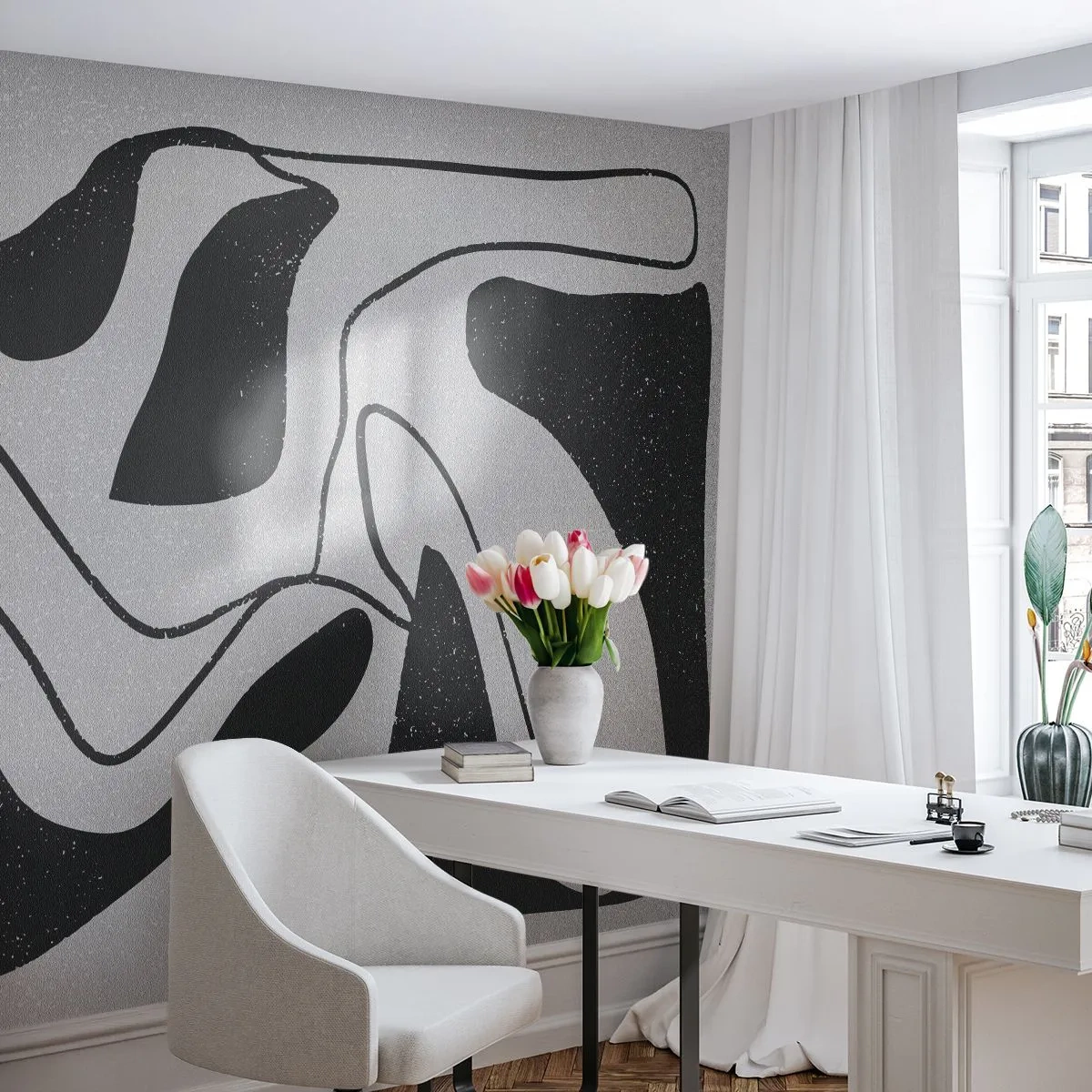 Papier Peint Autocollant Deluxe Sticker - Amusement de labyrinthe abstrait - Bohème, Minimalisme, Morceau - 150x105 cm