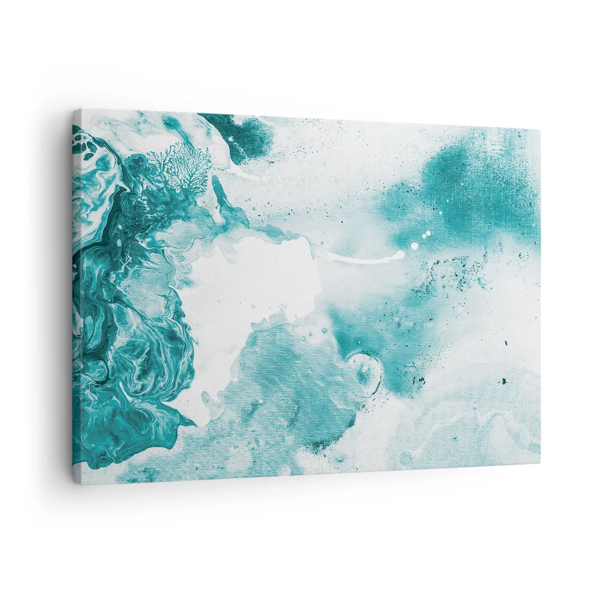 Impression sur toile - Image sur toile - Abstraction dans des tons de bleu avec de délicats accents de blanc - 70x50cm - Marécage bleu - Décoration murale moderne pour le salon et la chambre ARTTOR