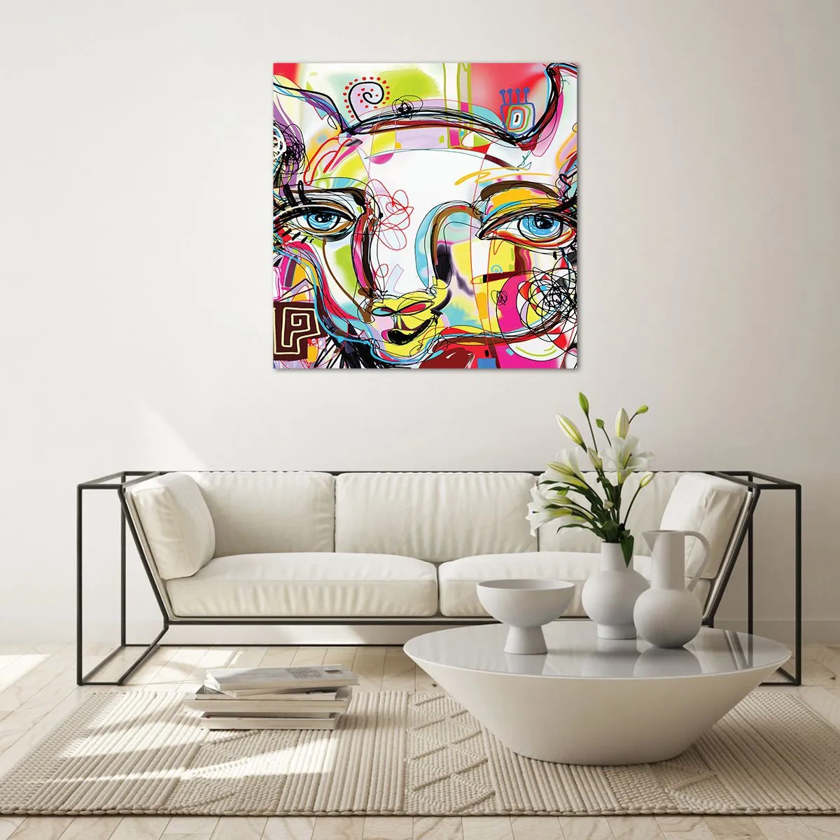 Impression sur verre - Image sur verre - La richesse de l'Art du chat - 70x70 cm