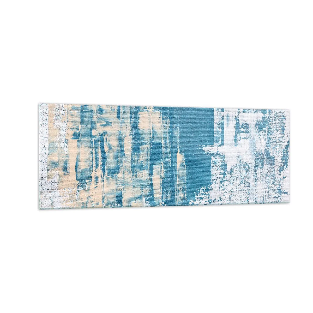 Impression sur verre - Image sur verre - Composition abstraite dans les tons de bleu et de blanc - 140x50cm - À travers un iceberg - Décoration murale moderne pour le salon et la chambre ARTTOR